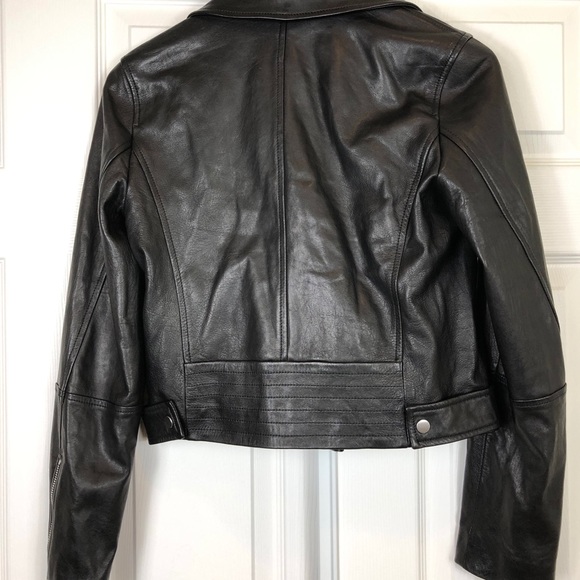 Theory Black Leather New Moto Jacket Coat - Picture 6 of 8